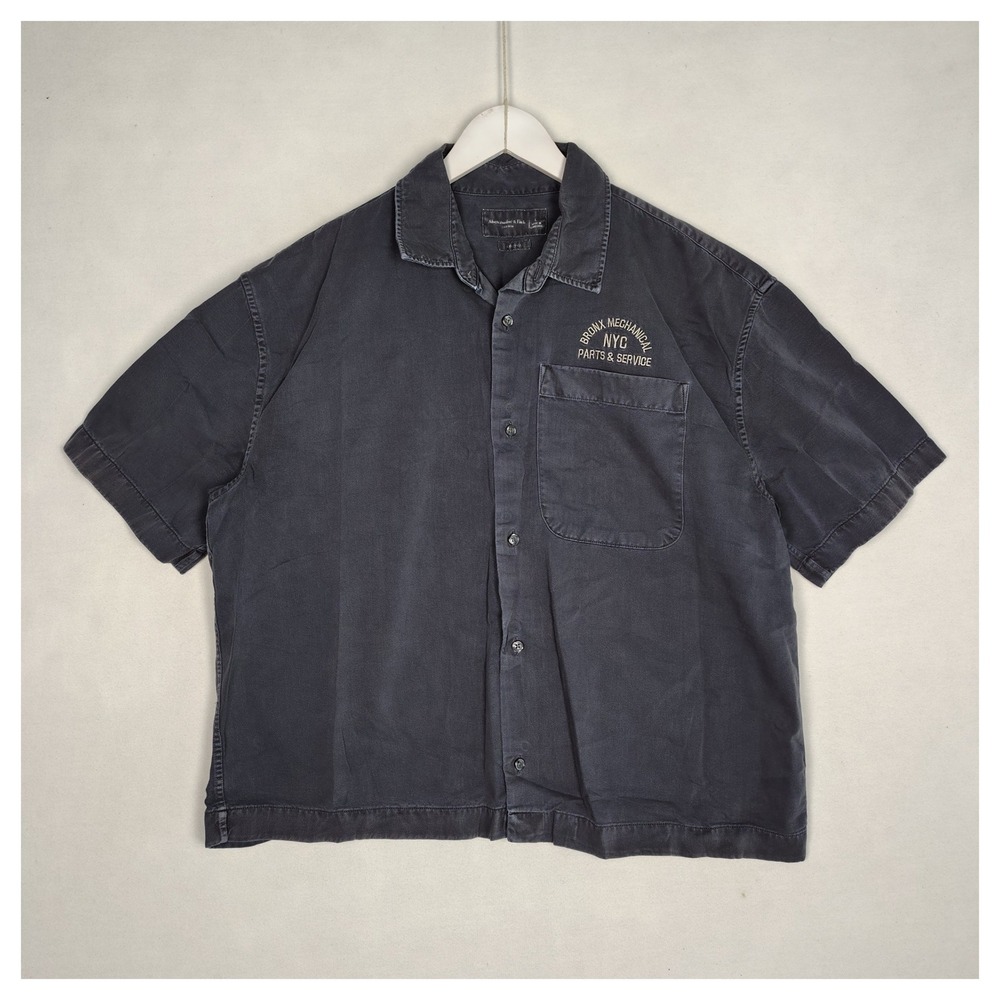 Abercrombie & Fitch Bronx Mechanical Cropped Workwear Shirt Black Large